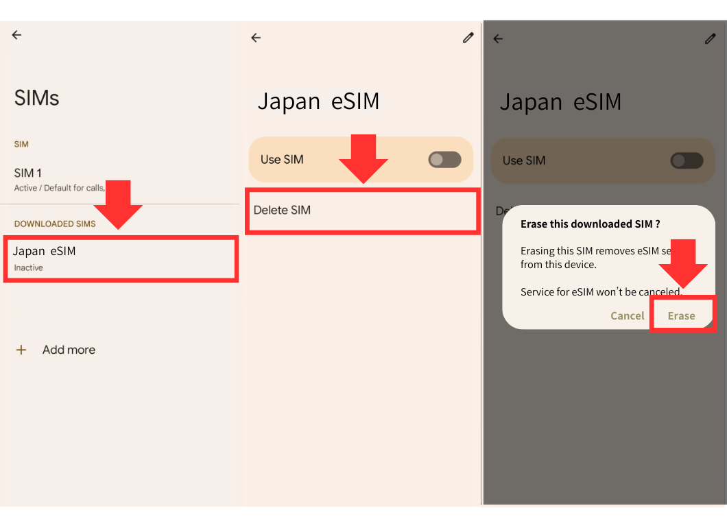 Android delete eSIM