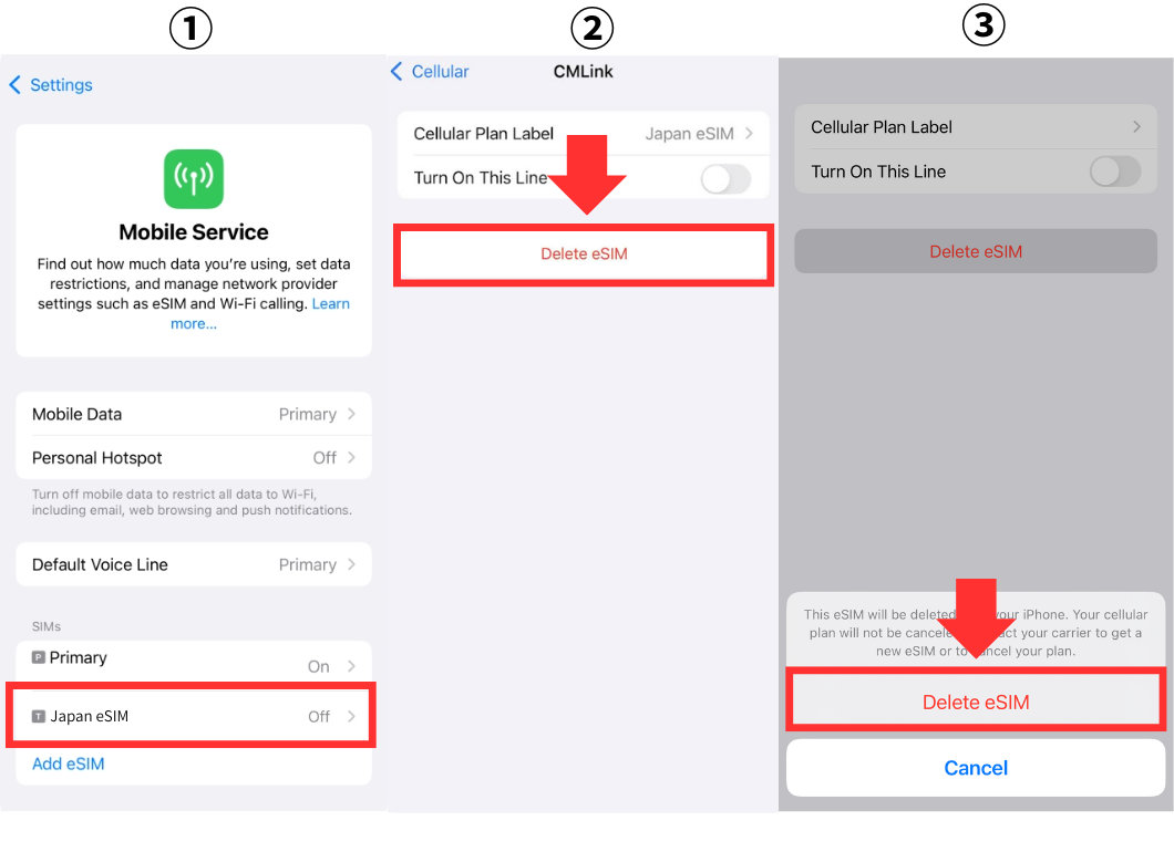 iPhone delete eSIM