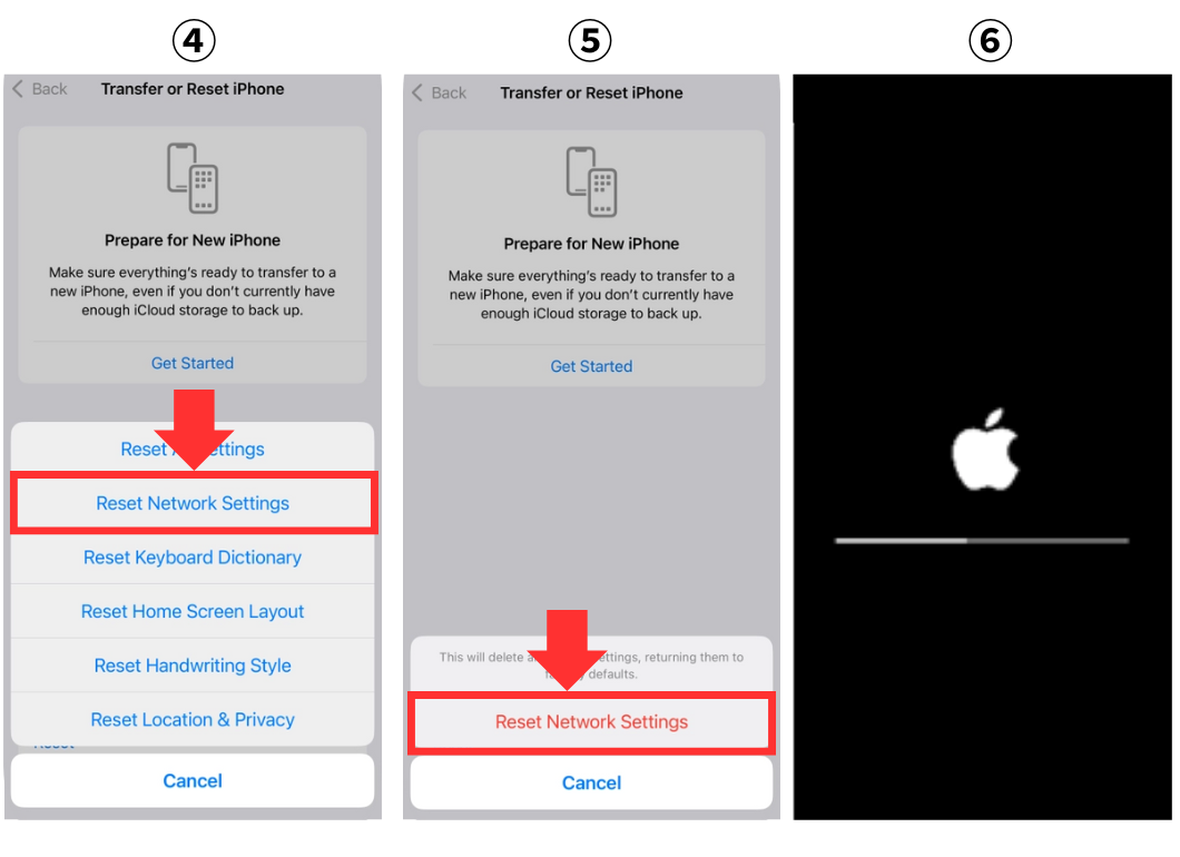 iPhone networl reset