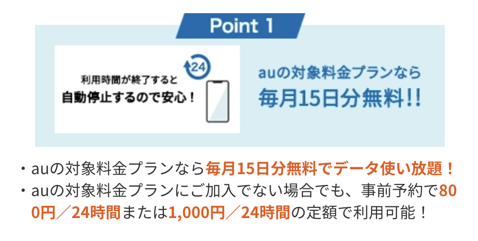 au海外放題 15日間無料
