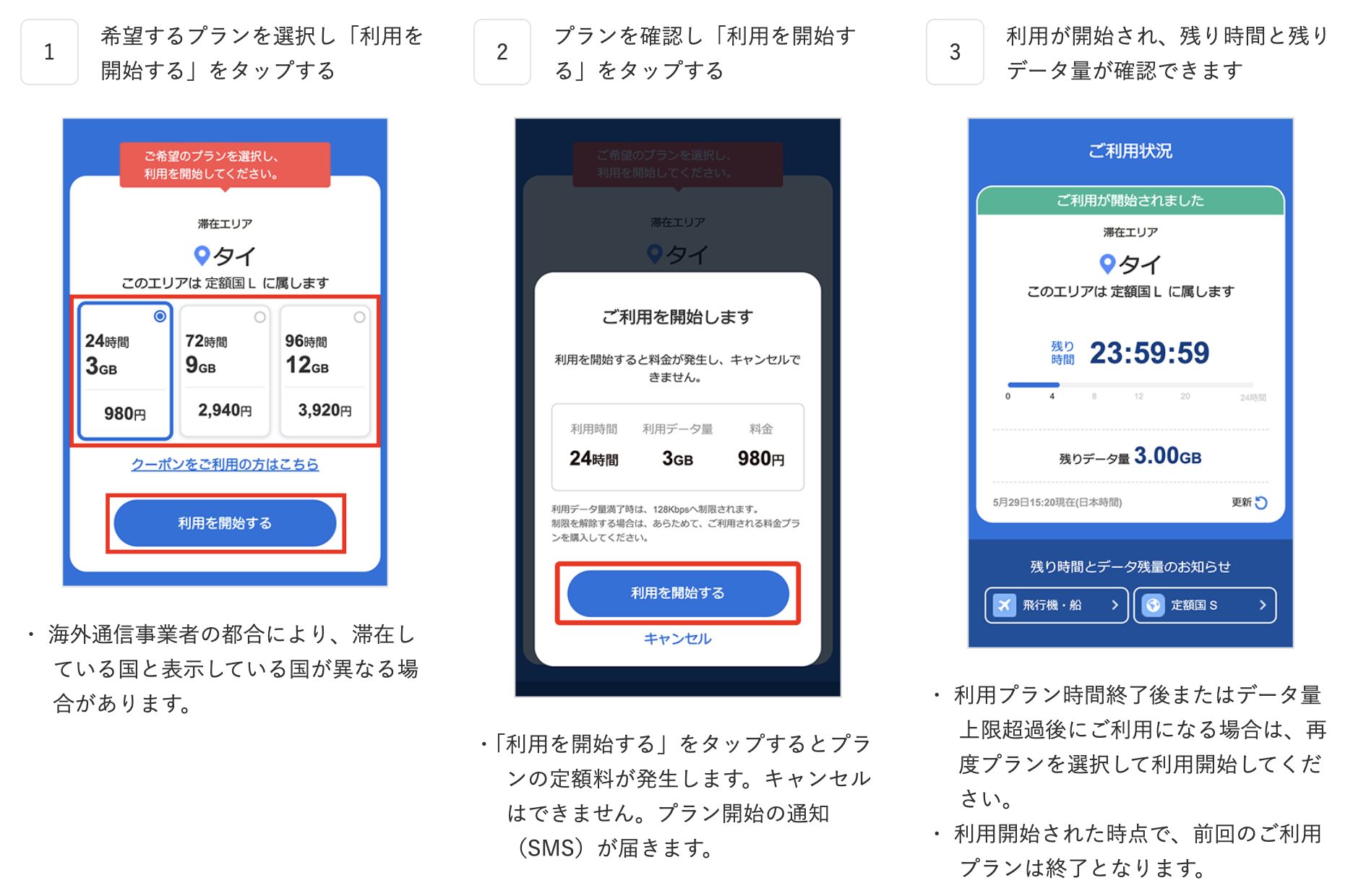 海外あんしん定額 利用開始
