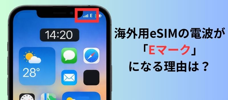 海外用eSIM　Eマーク　EDGE回線