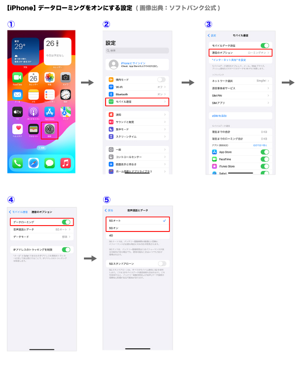 iPhone データローミング設定