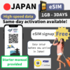eSIM for Japan | KDDI・SOFTBANK | 1GB-50GB | 3days-30days