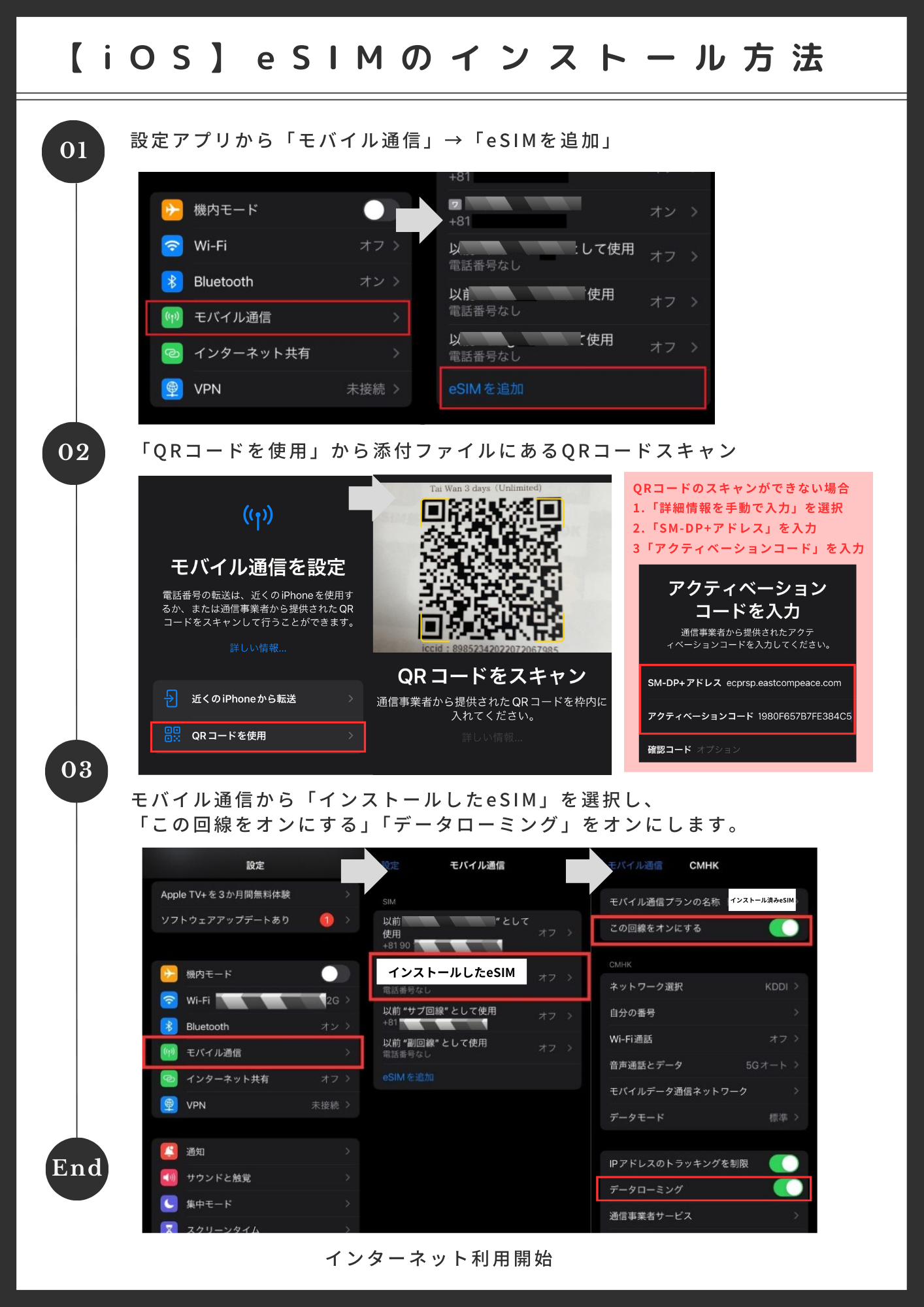 eSIMインストール方法【iOS】