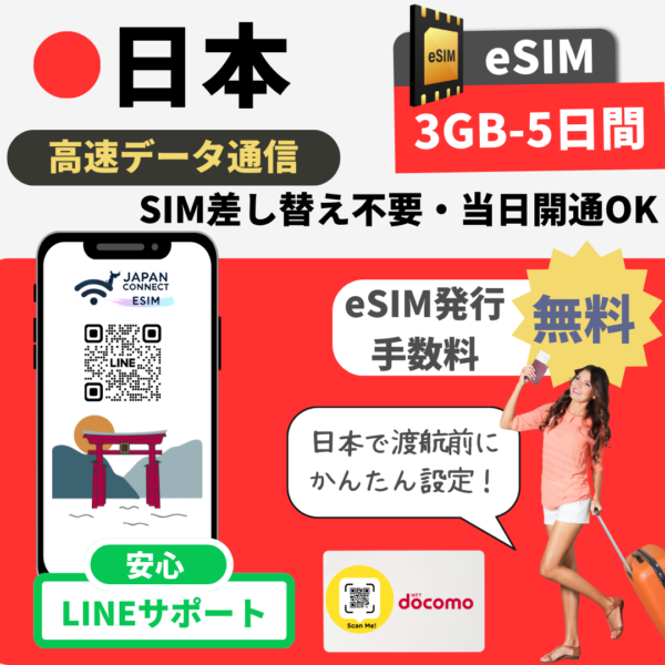 日本向けeSIM | docomo回線 | 3GB-30GB | 5日-25日間