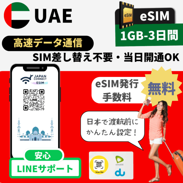 UAE（アラブ首長国連邦）ドバイ | eSIM | 1GB-50GB | 3日間-30日間 | 高速データ通信