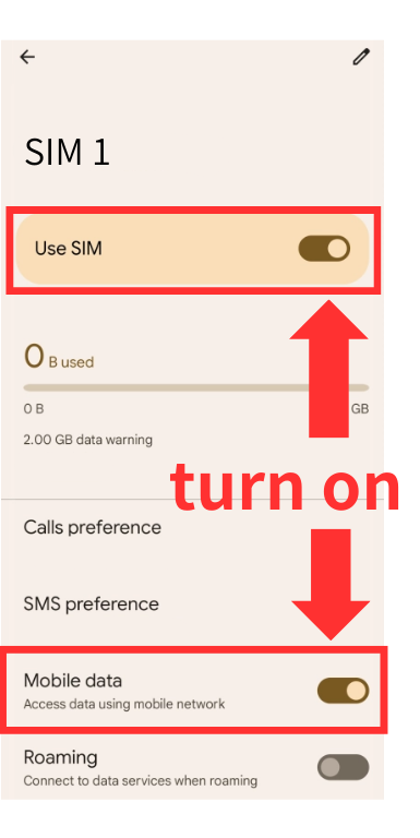 Japanese SIM on (andorid)