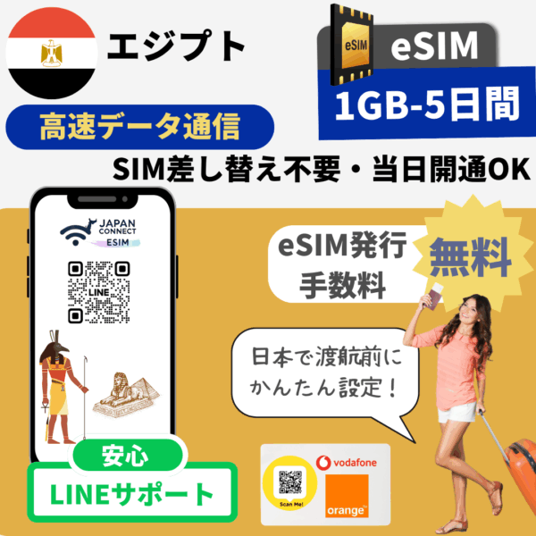 エジプト | eSIM | 1GB-30GB | 5日-30日間 | 高速データ通信
